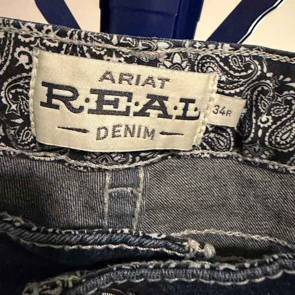 Ariat Paisley Trim Denim Jeans 34R - Picture 2 of 3